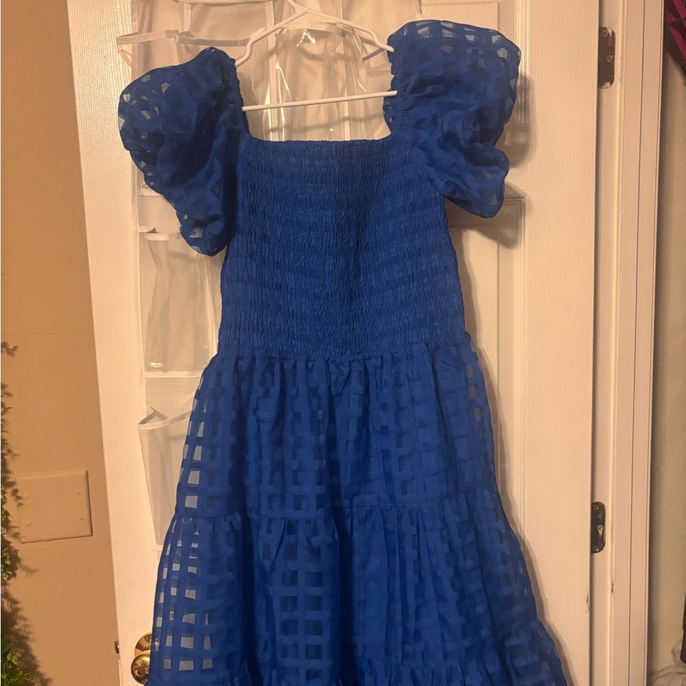 Blue Puff Sleeve Dress